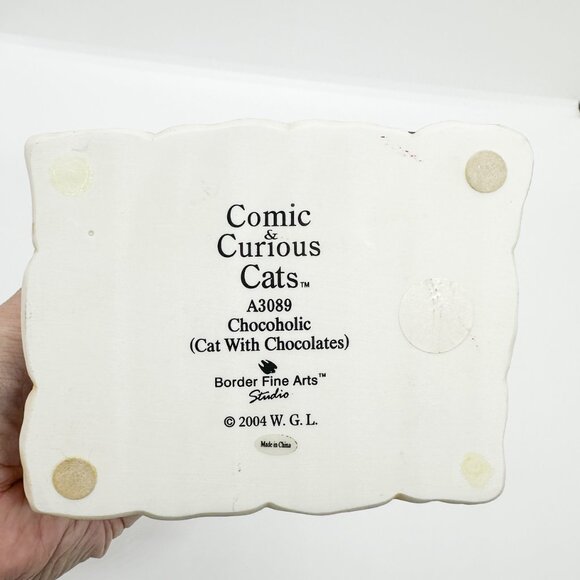 Vtg Comic Curious Cats Persian Cat Chocolate Candy Heart Anniversary Figurine - Picture 8 of 8